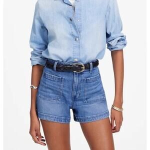 Madewell High Rise Emmet Jean Denim Shorts Patch Pocket Blue 29 / 8
